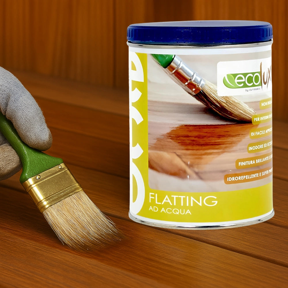 Ecolux flatting ad acqua vernice lucida per legno trasparente *** formato 0,750 lt, confezione 1