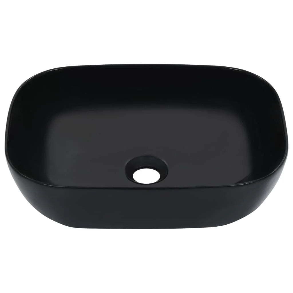 Lavabo da appoggio per l'interno del bagno bagno di servizio cabina WC 45,5 x 32 cm ceramica nera 02_0002625