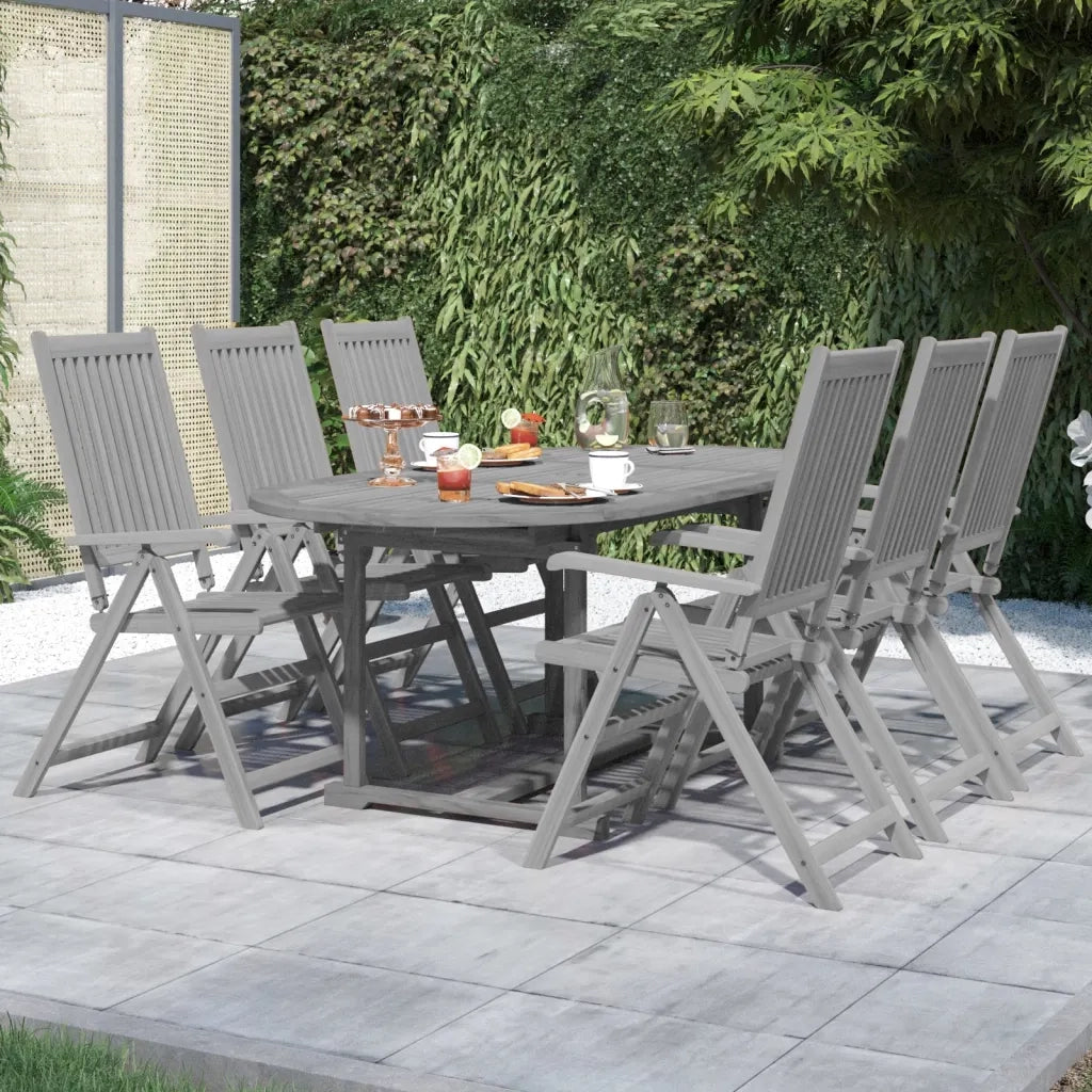 Set da Pranzo per Giardino 7 pz in Legno Massello di Acacia cod mxl 40513
