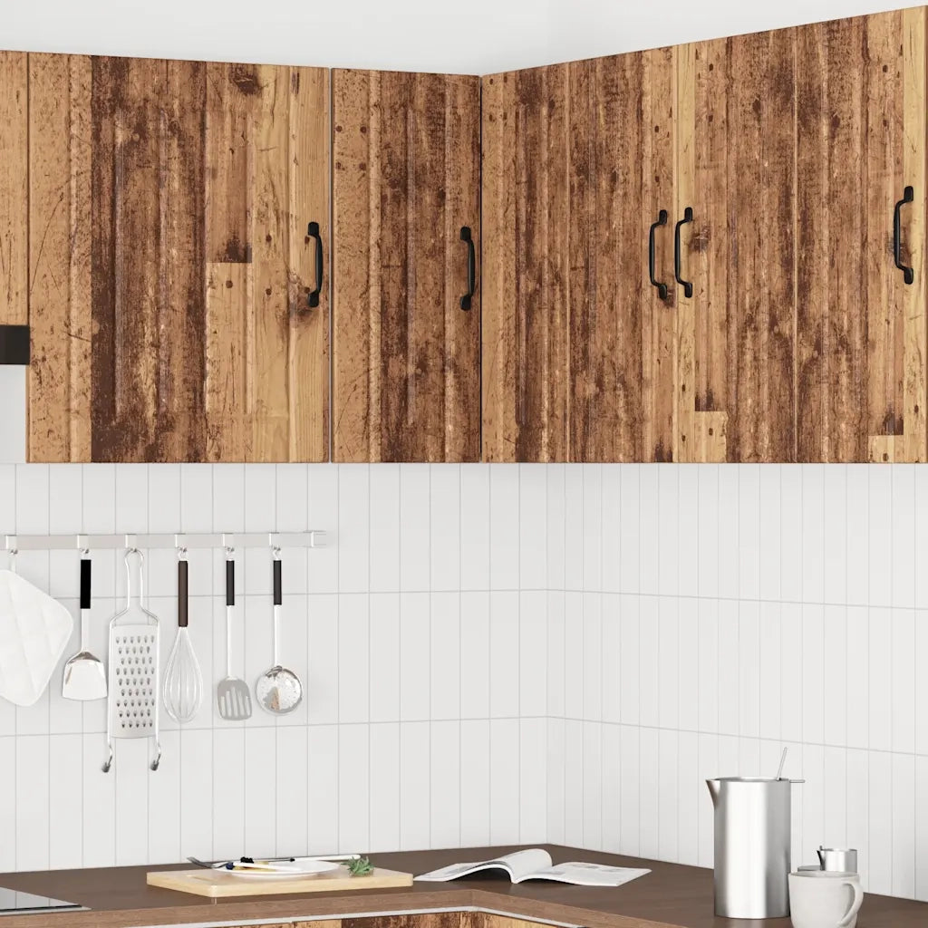 Pensile da Cucina ad Angolo-Mobile Cucina da Parete Lucca Legno Antico in Truciolato
