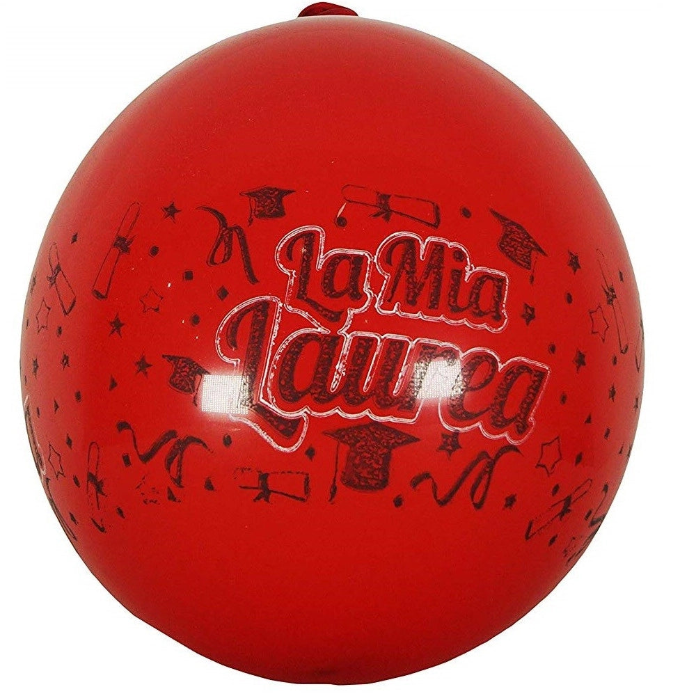 Trade Shop - Set 12 Pezzi Palloncini Palloncino Scritta La Mia Laurea Rosso Festoni Festa -