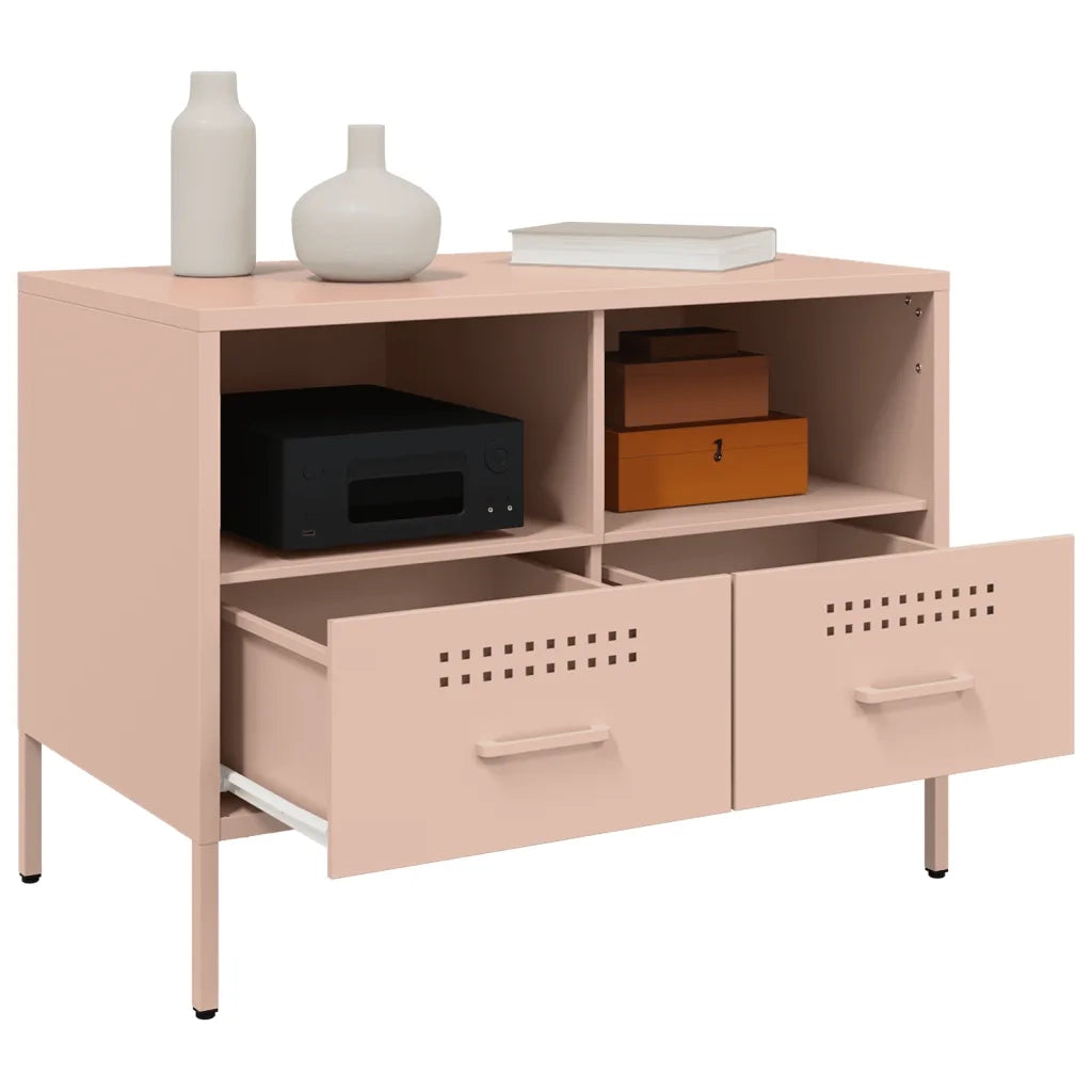 Mobili TV 2pz Rosa 68x39x50,5 cm in Acciaio 843045