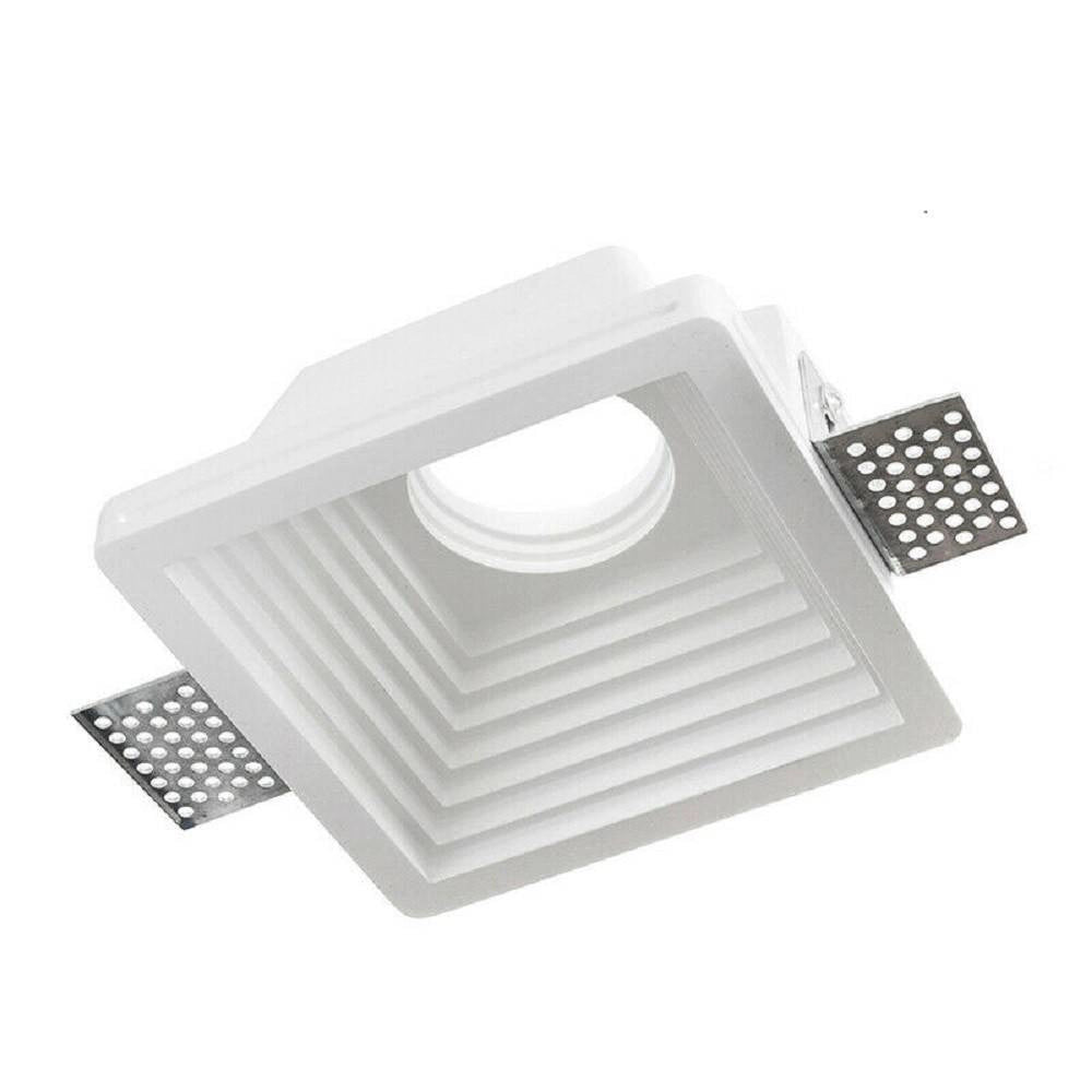 Trade Shop - Portafaretto Incasso In Gesso A Scomparsa Per Faretto Gu10 Motivo Quadrato Gs-19 -