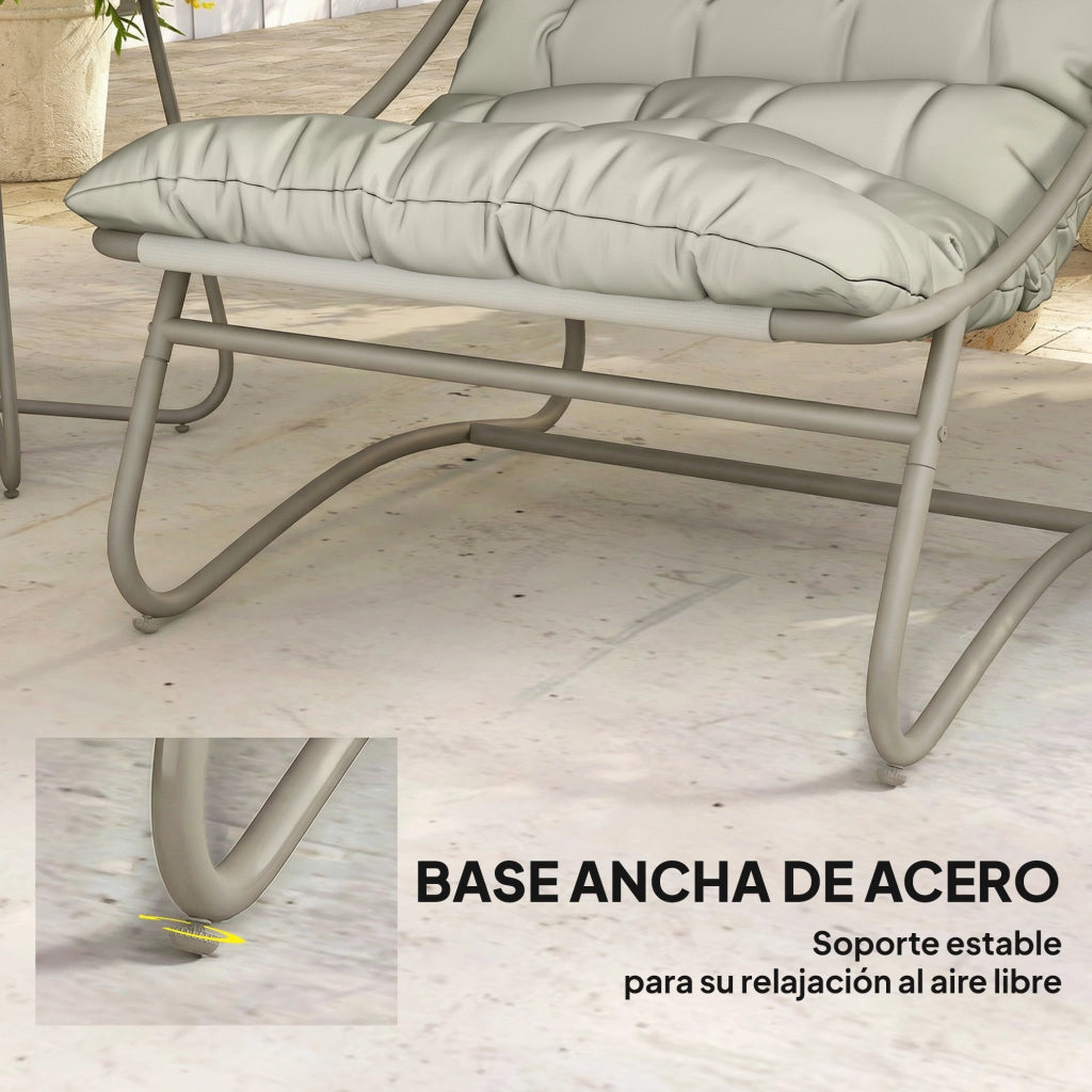 Set Giardino 3 Pezzi con 2 Sedie Lounge, Tavolino e Cuscini per Esterno ¨C zephmum ¨C Grigio Chiaro