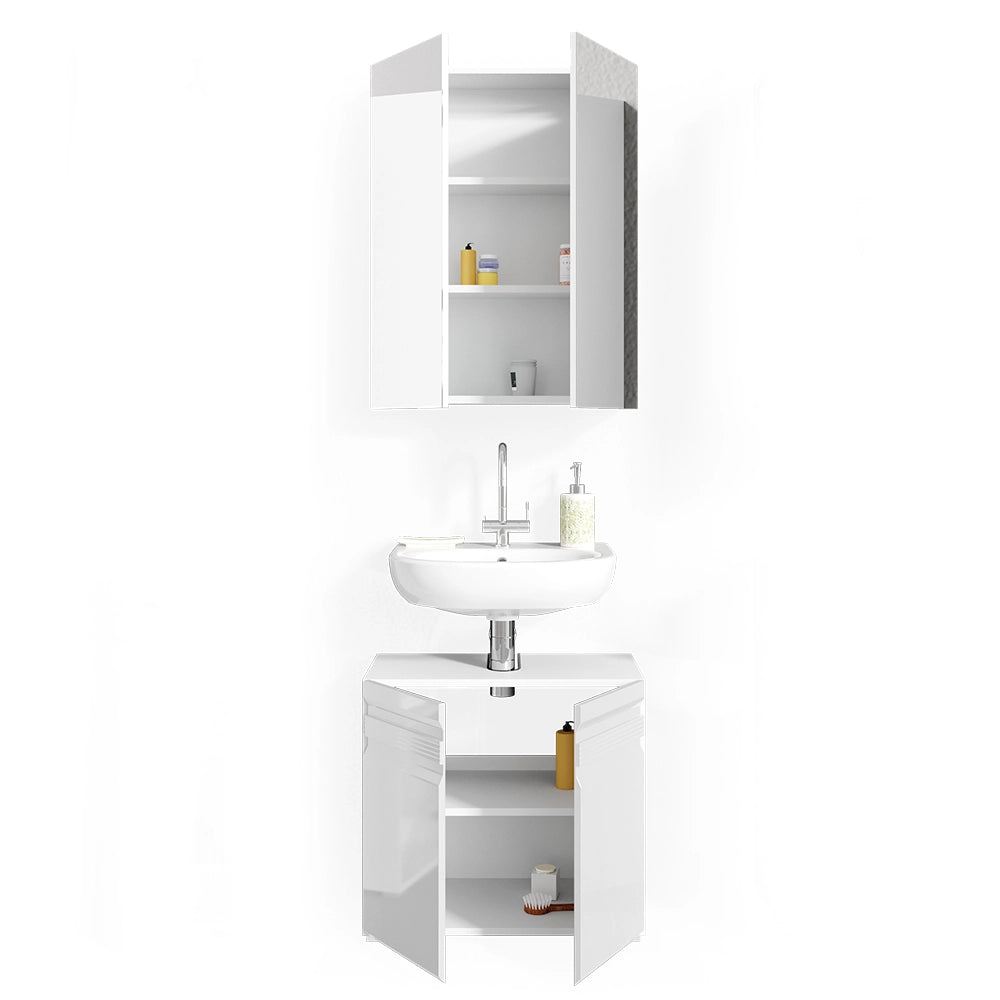 Vicco Set mobili bagno Bianco lucido 2 parti