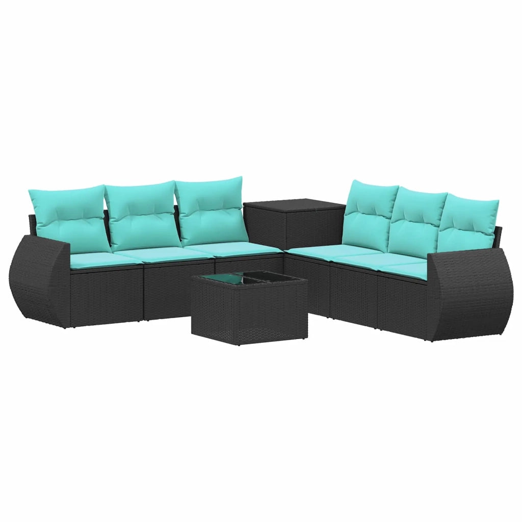 Set di divani 8 pz Nero e Blu Rattan sintetico e Acciaio 3448424