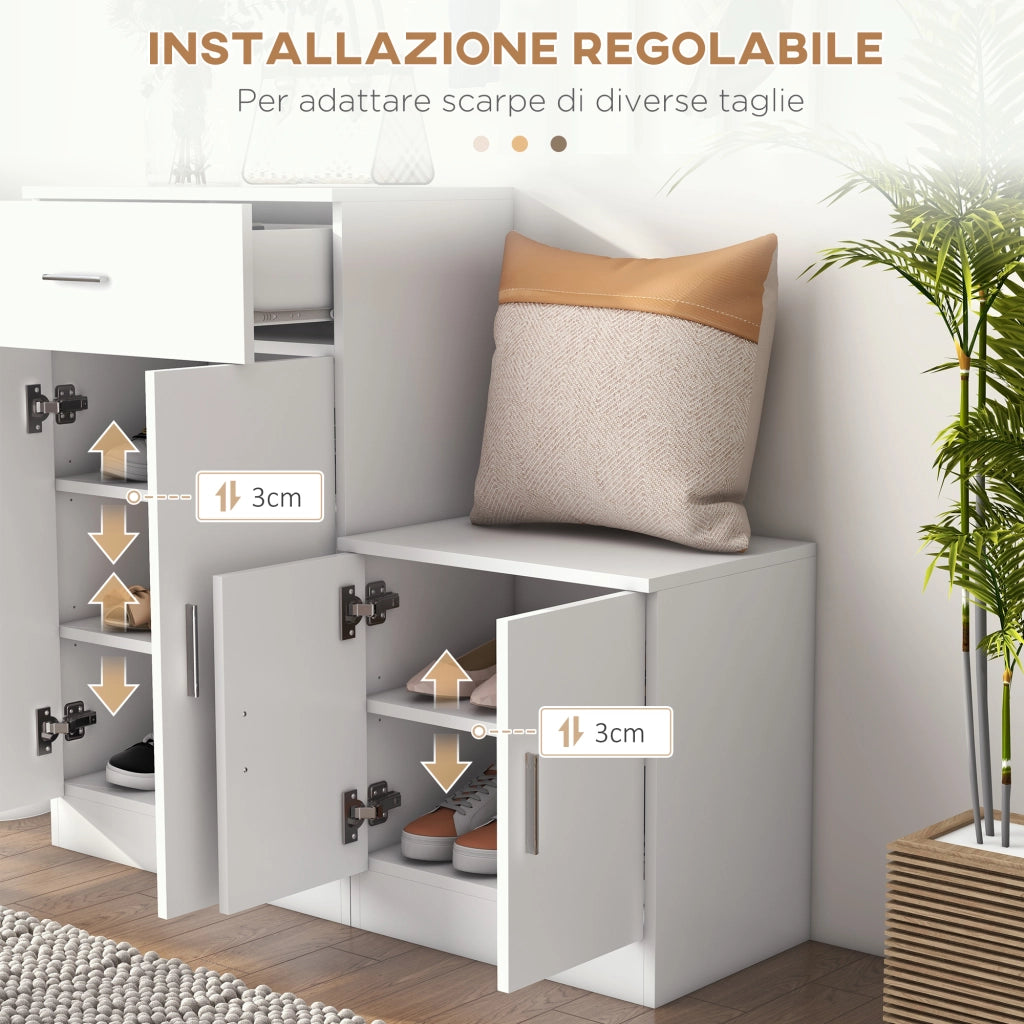 Scarpiera con Appendiabiti ¨C zephmum ¨C Legno Bianco 100x32x187 cm