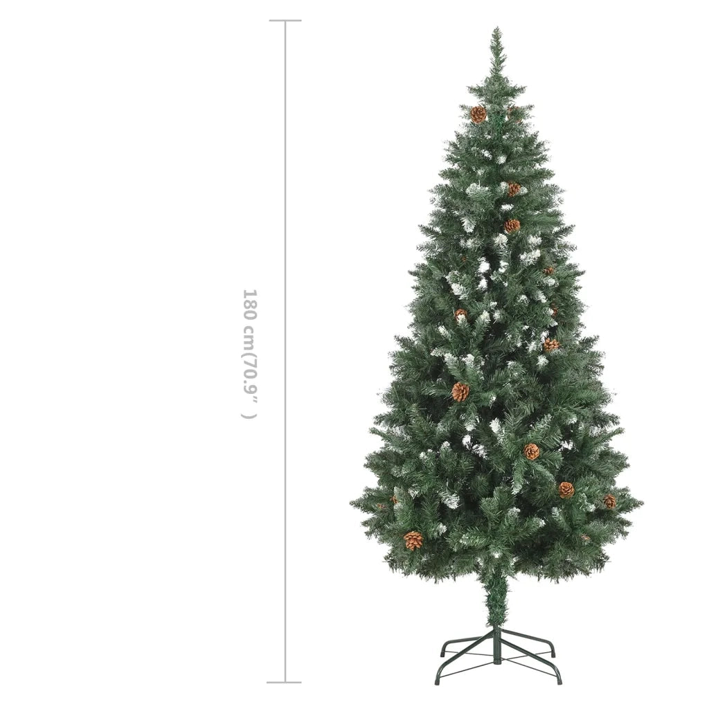 Albero di Natale Artificiale Pigne e Brillantini Bianchi 180 cm 284318