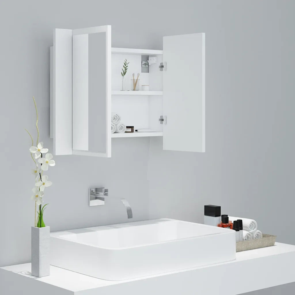 Armadietto a Specchio | Armadio da bagno con Luci LED Bianco 60x12x45 in Acrilico