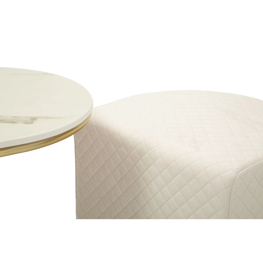 Set tavolo da caffe' con due pouf Relax oro