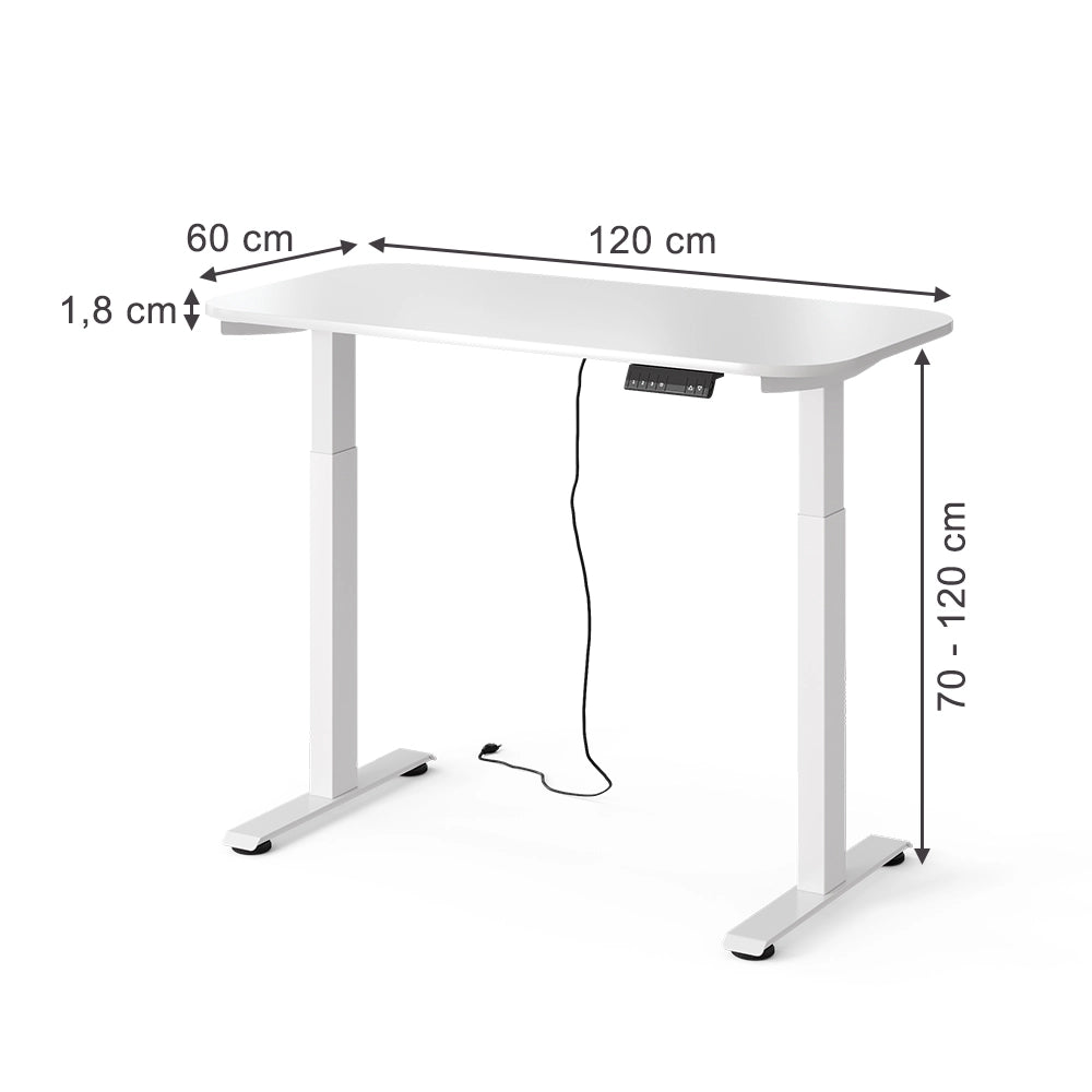 Vicco Scrivania Bianco 120 x 60 cm 2 motori
