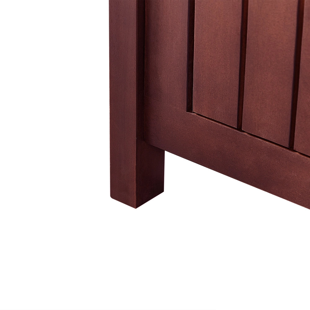 Panca da Esterno con Contenitore in Legno Massello di Acacia 2 Posti 120 cm Rosso Mogano e cuscino grigio