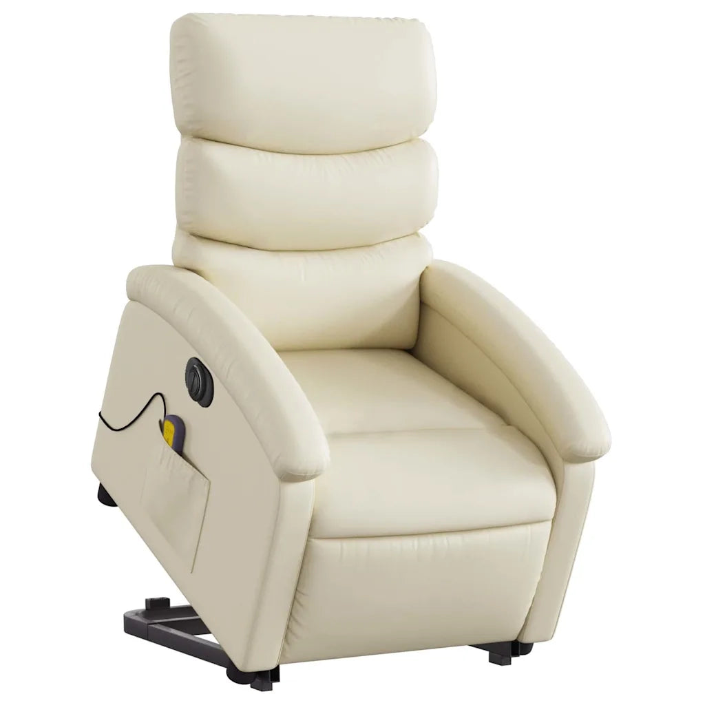 Poltrona Alzapersona Elettrica Reclinabile Crema in Similpelle 3204062