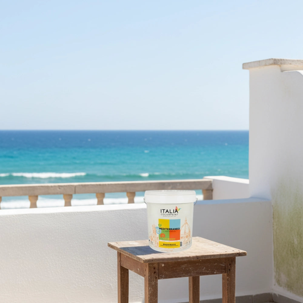 Idropittura quarzo acrilsilossanico fibrato mediterraneo maestrale bianco *** formato 4 lt, confezione 1