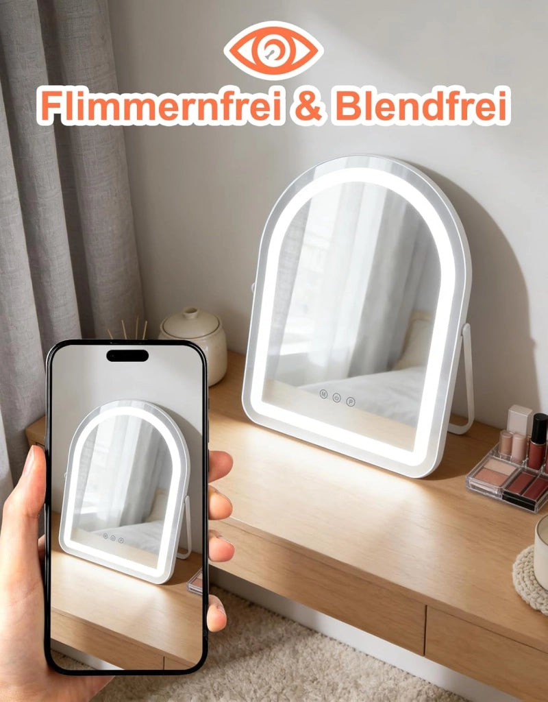 ZMH Specchio per il trucco illuminato a LED 35x45cm 3 modalit¨¤ di illuminazione regolabili con una semplice pressione
