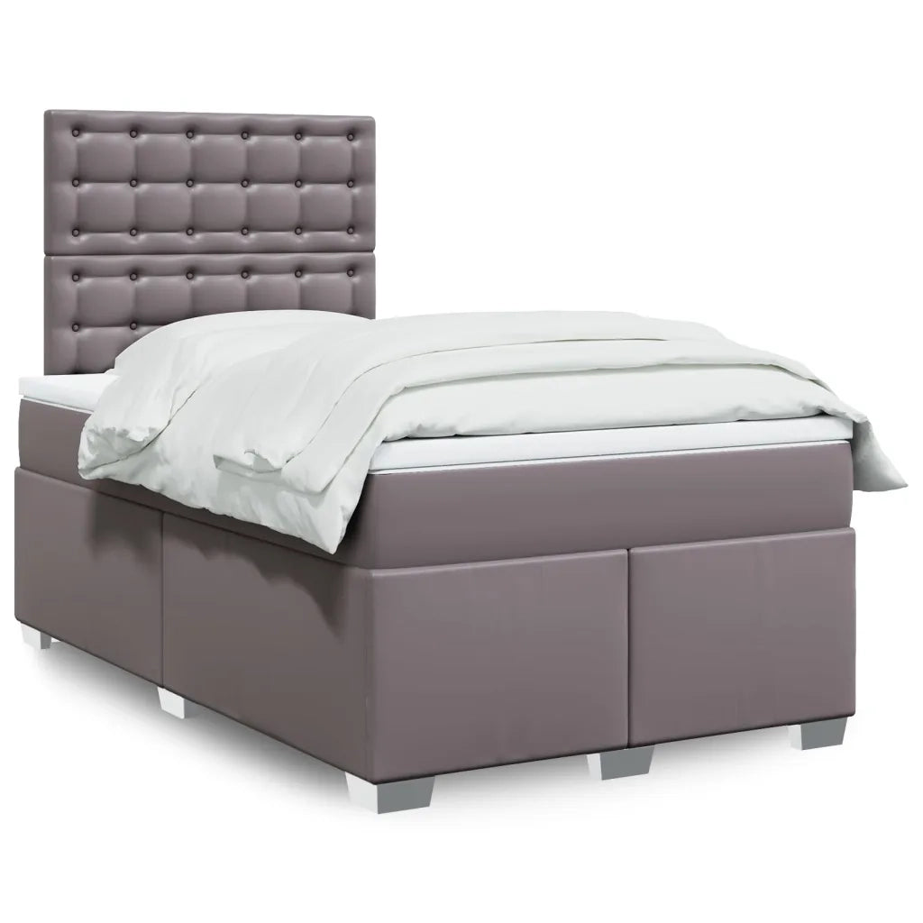 Giroletto a Molle con Materasso Grigio 120x200 cm in Similpelle