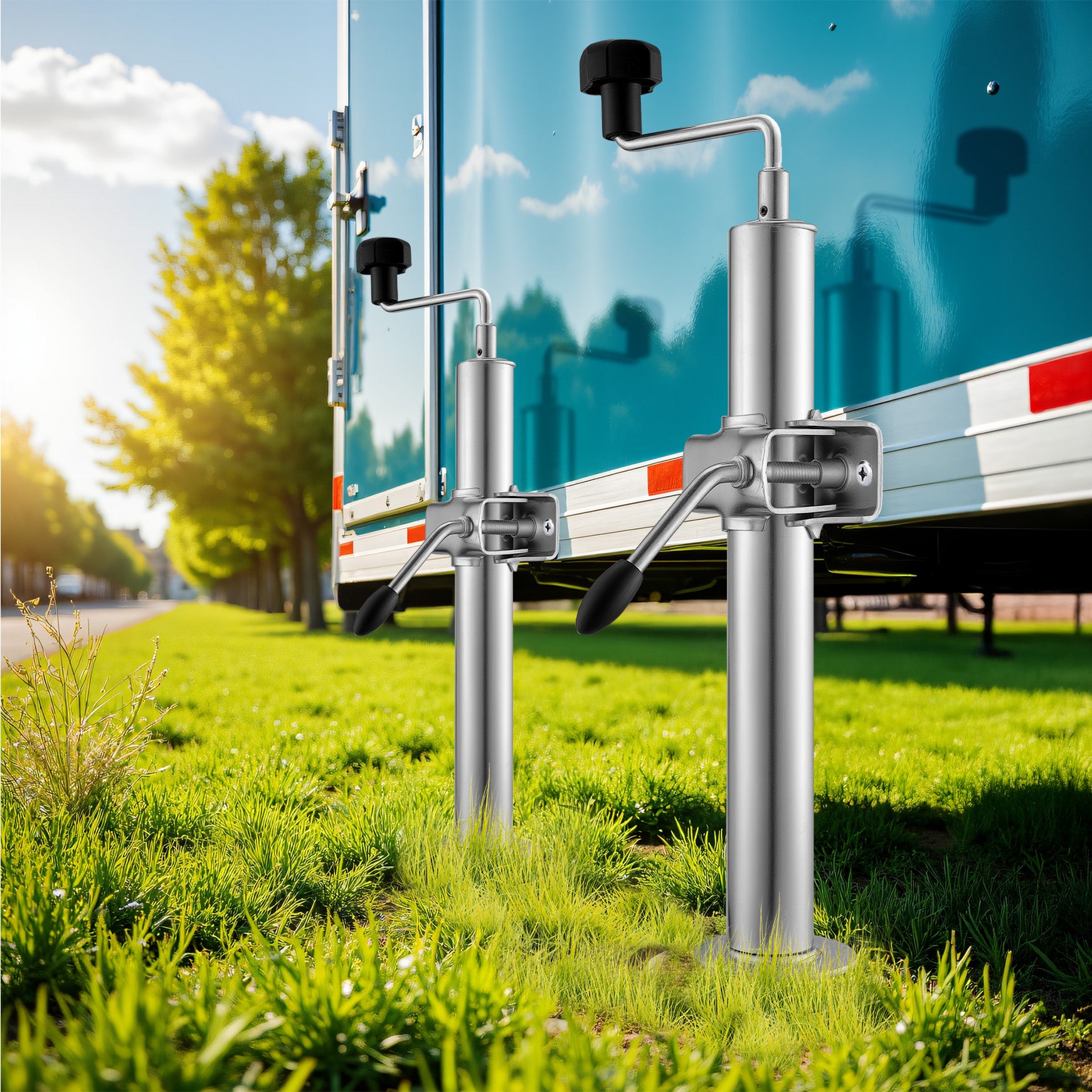 Supporto per rimorchio 2 pezzi altezza regolabile 510-760mm con 2 morsetti Ø48mm