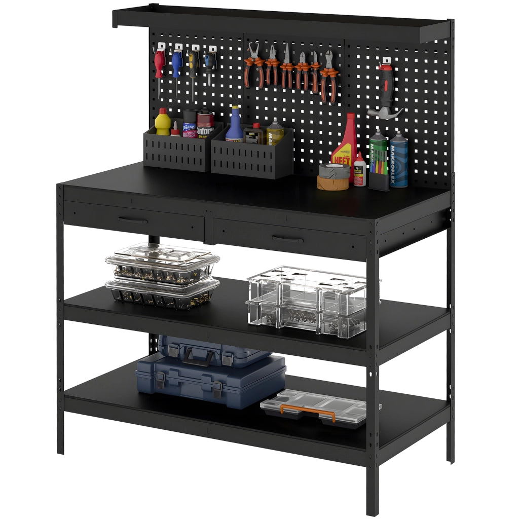 Scrivania da lavoro ¨C zephmum ¨C nero, metallo, legno, 122x61x156 cm