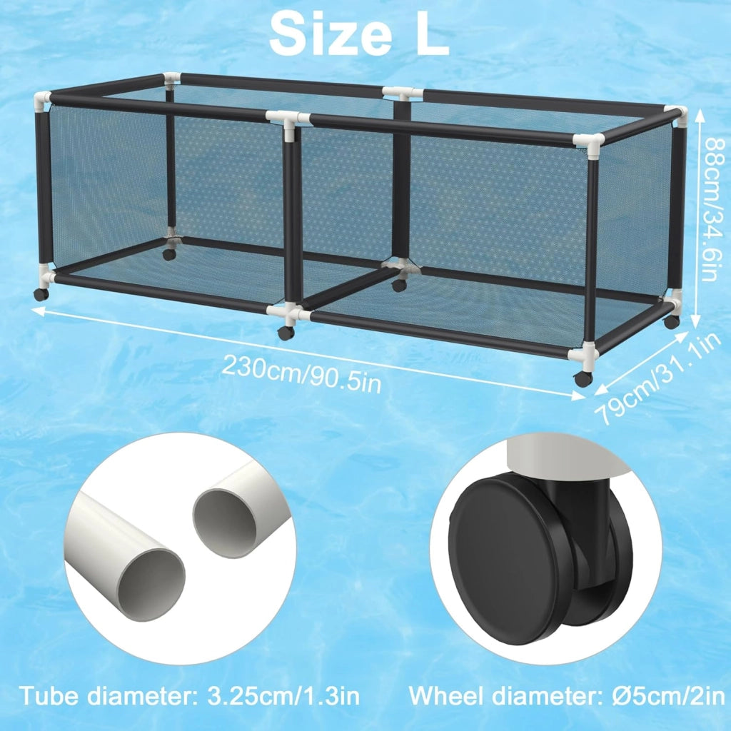 Carrello per palloni, 230 x 79 x 88 cm, con 4 rotoli, in rete di nylon per calcio, basket, pallavolo