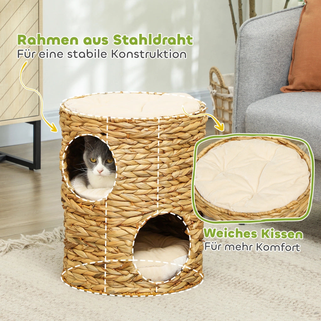 Tiragraffi a Torre con 2 Cucce e Cuscino ¨C Xylo ¨C Giacinto d'Acqua Marrone Chiaro 50cm
