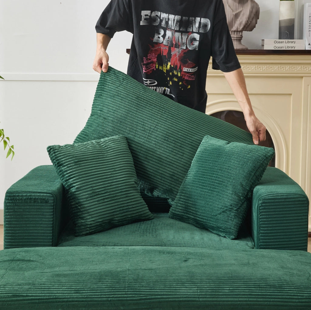 Chaise longue con vano contenitore in metallo e legno verde smeraldo