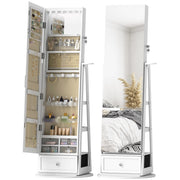 Armadio Joyero con Luci LED e Specchio Giratorio ¨C zephmum ¨C Bianco 90x51x200