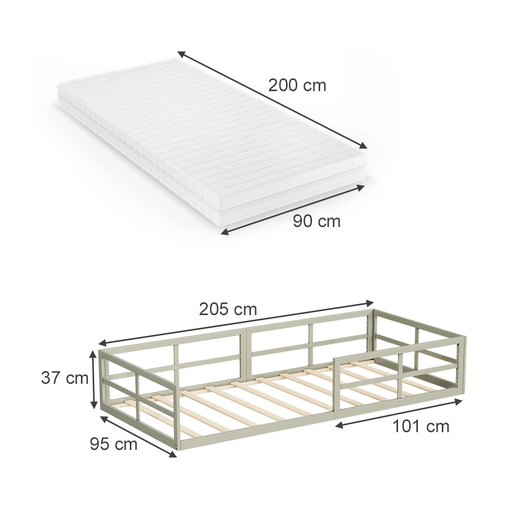 Vitalispa Letto per bambini Grigio 90x200 con materasso