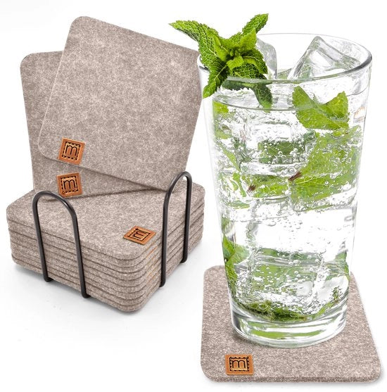 Set di 12 Sostegni per Tavolo in Beige + Osservatorio, Oekotex Duraturo, per Coppe, Bicchieri, Candelabri, Tazze, Bar e Vaschette