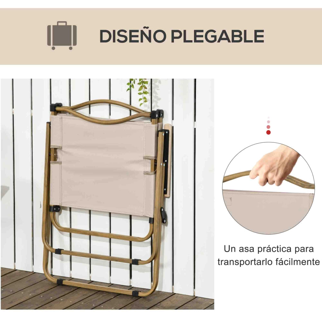 Set 2 Sedie da Giardino Pieghevoli con Braccioli ¨C Minimal ¨C Tessuto Oxford, Acciaio, Caqui, 54x59x78 cm