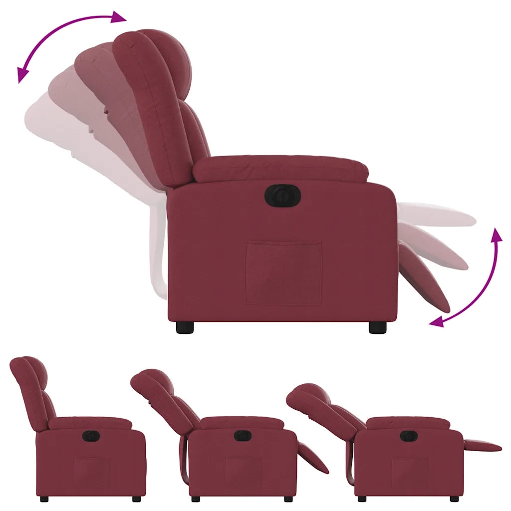 Poltrona Elettrica Reclinabile Rosso Vino in Tessuto 3205295