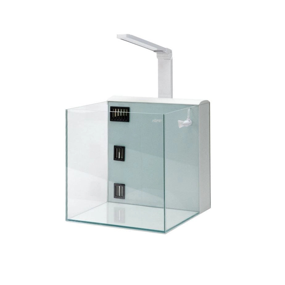 Aqpet Kubic 50 Rear Bianco - vasca in vetro extrachiaro cm50×50×50h con filtro posteriore