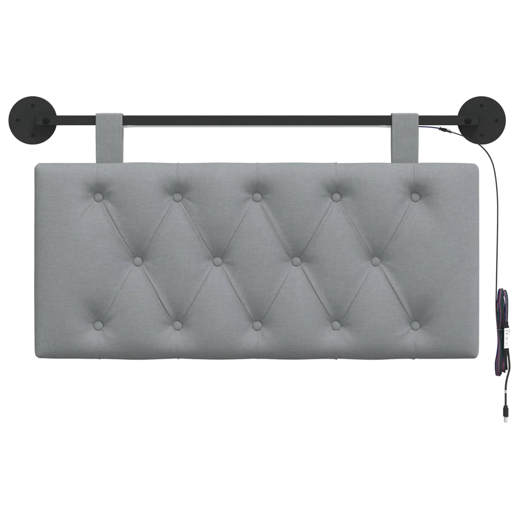 Testiera sospesa Con luce LED Grigio Chiaro Tessuto