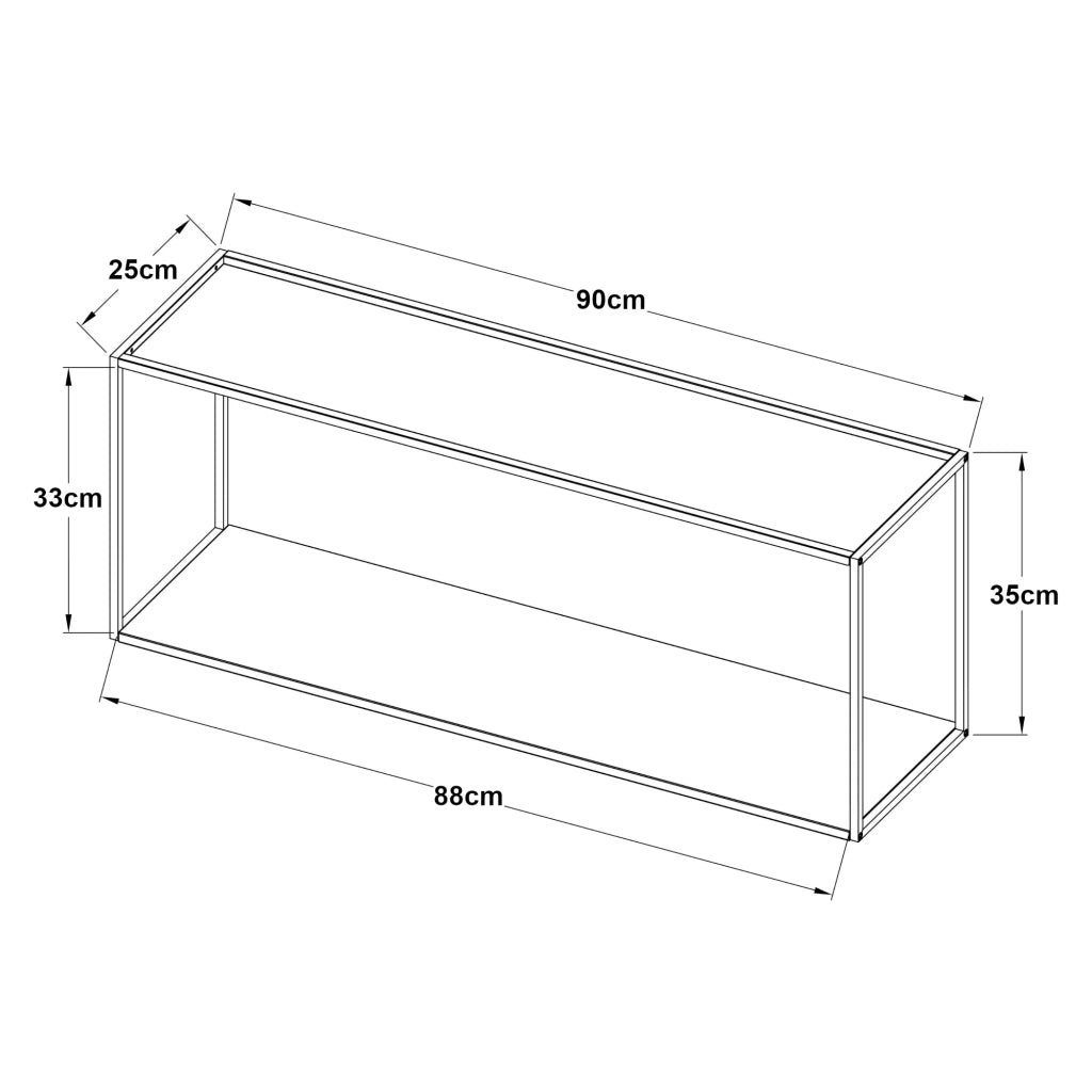 Scaffale dal design senza tempo per soggiorno/camera da letto mobiletto portaoggetti da parete 90 x 25 x 35 cm acciaio nero 03_0011264