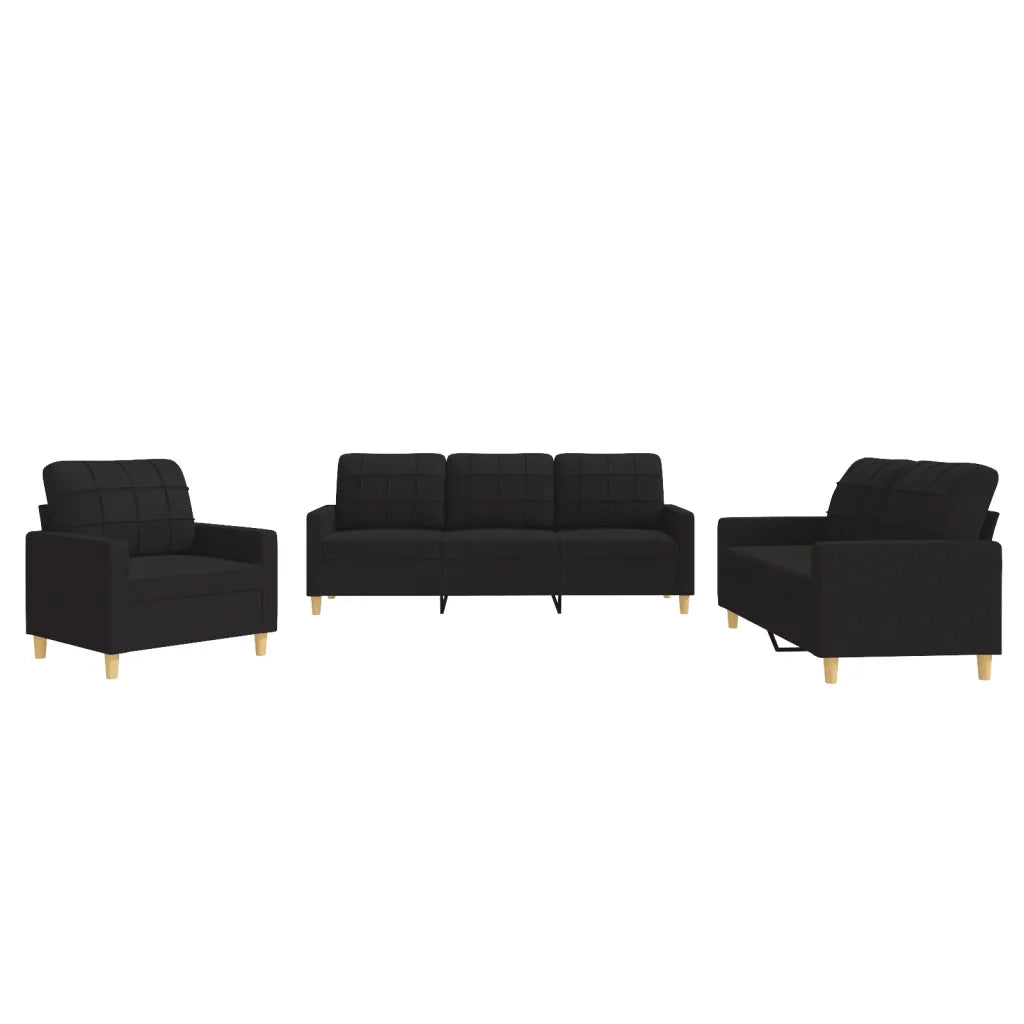 Set di Divani 3 pz con Cuscini Nero in Tessutocod mxl 131111