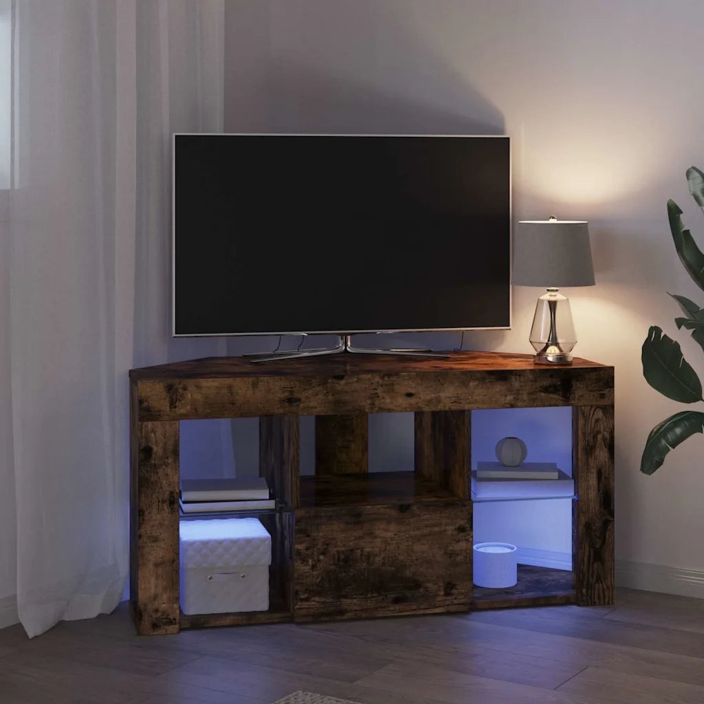 Mobile TV LED Angolare Rovere fumé 100 x 40 x 50 cm 889800