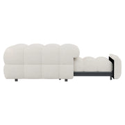 Divano Letto Convertibile 1 Posto 2 in 1 con Pouf; Seduta Imbottita Morbida Salvaspazio; in Teddy Beige