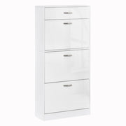 Scarpiera con 3 ante e cassetto scorrevole ¨C zephmum ¨C Bianco 62x24x135 cm