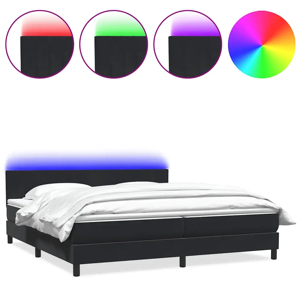 Letto a Molle con Materasso e LED Nero 200x220 cm in Velluto 3317141