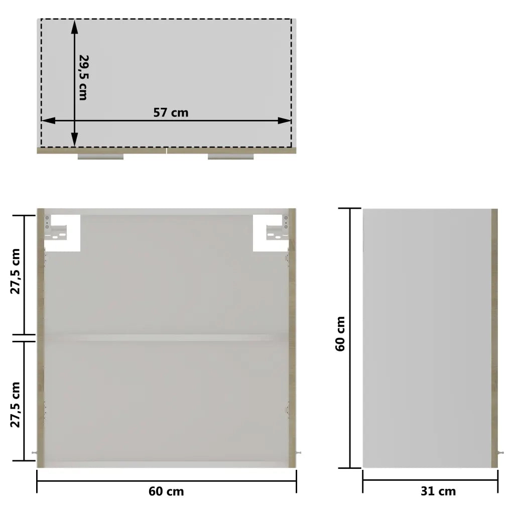 Mobile Pensile con Vetro “Lyon” Rovere Sonoma 60x31x60 cm 802524