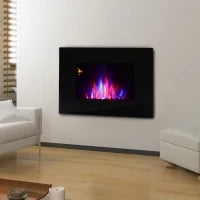 Camino Elettrico da Parete Potenza 1000W/2000W Effetto Fiamma 7 Colori con Telecomando 90 × 9.5 × 56cm