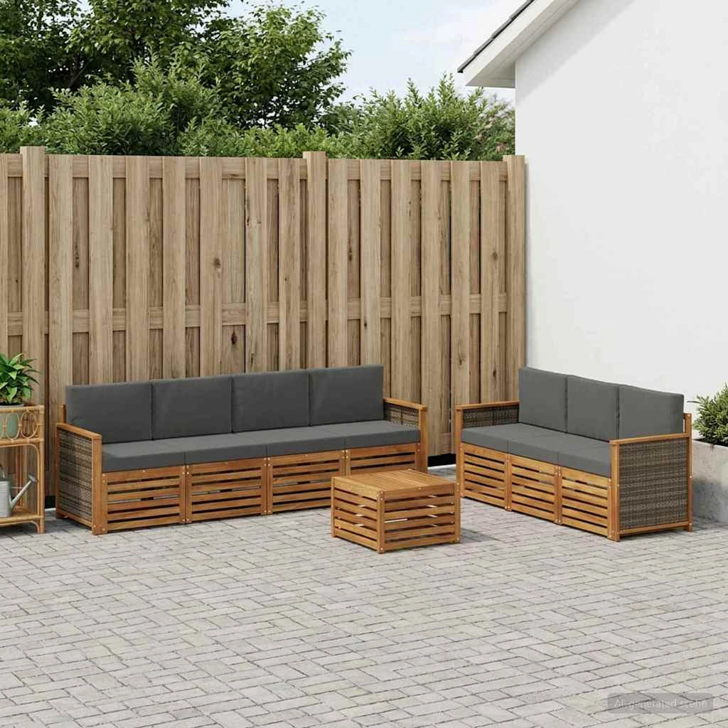 Set divani 8 pz Legno di Acacia Massello 3384108