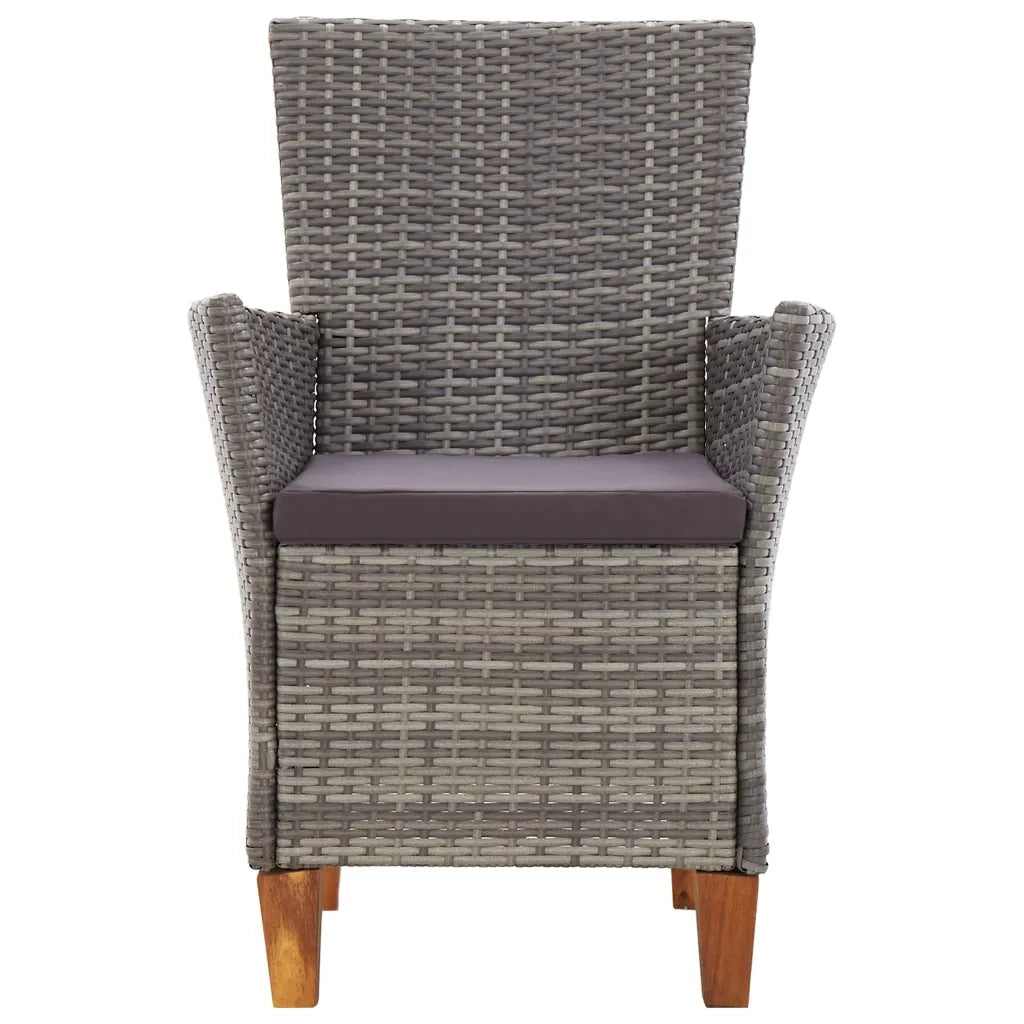 Set Pranzo da Giardino 5 pz Polyrattan e Legno d'Acacia Grigio 46000