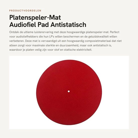 Piatto per giradischi - Mat - Padrino audiofili - Antistatico - Rosso - Anti vibrazioni - Materiale composito di alta qualità - Adatto per giradischi - 30 cm