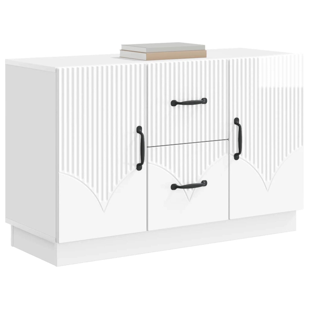 Credenza Bianco Lucido 89 x 34,5 x 57 cm Legno ingegnerizzato