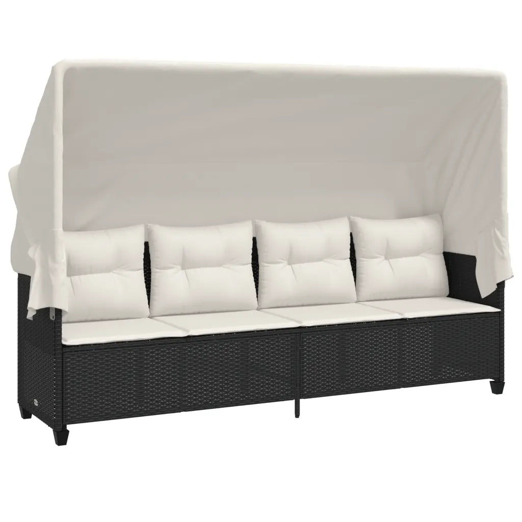 Set Divani da Giardino 5 pz con Cuscini in Polyrattan Nero 3261527