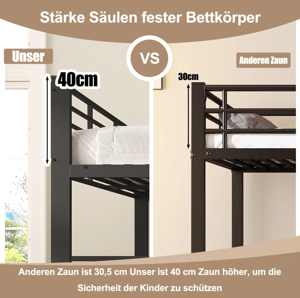 Letto a soppalco 90 x 200 cm con scrivania, LED e cassetti