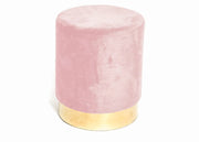 Pouf Salotto/Camera Rotondo Imbottito Modello Cilindro Velvet In Tinta Unita - Pouf - Rosa Antico