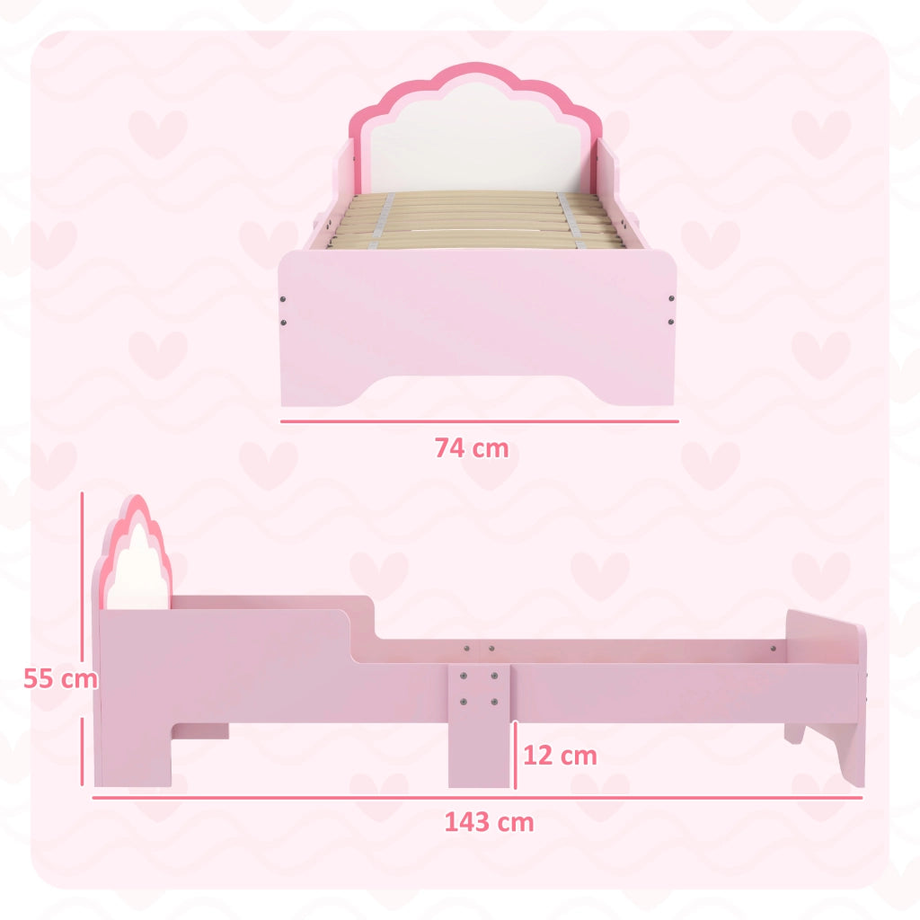Letto a soppalco infantile con testiera a nuvola ¨C zephmum ¨C rosa 70x140 cm