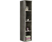 Pannello da Bagno in Legno Appeso - Armadio da Bagno - Finitura Argento Lucido - Progettato per Risparmiare Spazio - Diametro ca. 30 cm x 136 cm x 31 cm
