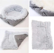 Letto per gatti, piuma per animali domestici, cucciolo, gattino, piccolo cane, super morbido, caldo, lavabile, pieghevole, sacco da letto, cuscino per casa, coperta termica per portacani, per interni e esterni, giocattolo (bianco)